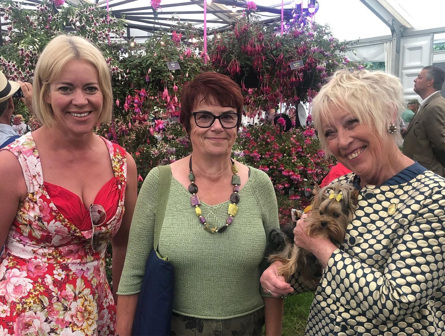 Esme with Carol Klein at a flower show